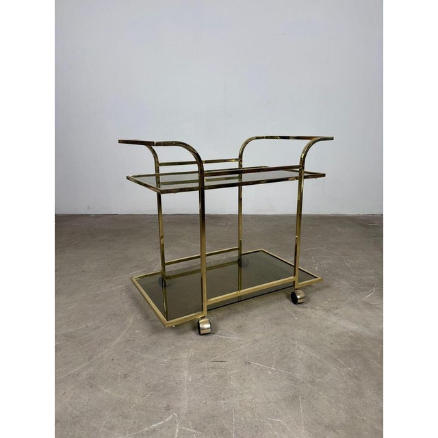 Vintage Serving Trolley in Brass, 1970s For Sale - Image 3 of 10