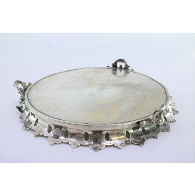 Guilloche Grid Silver Tray with Engraved Floral Motifs and Monogram Card For Sale - Image 5 of 8