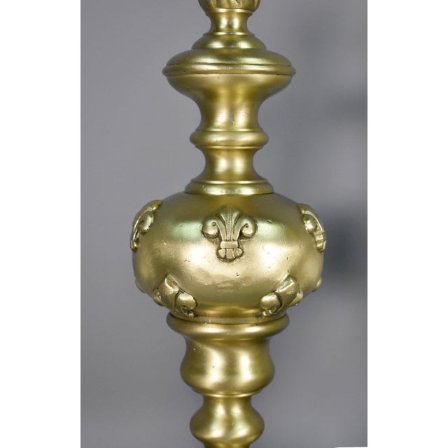 Louis XIV French Bronze Firedogs, 19th Century, Set of 2 For Sale - Image 5 of 12
