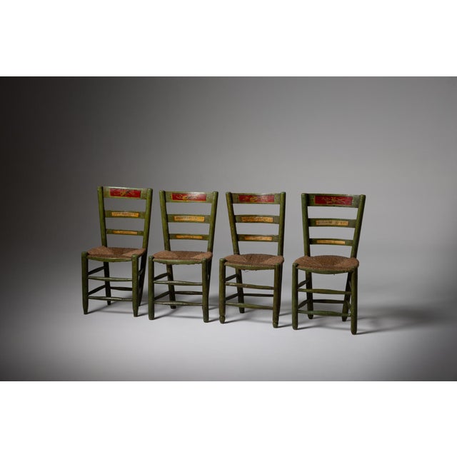 Green 19th Century Italian Theatre Chairs in Wood and Painted with Musical Motifs, Italy, Set of 4 For Sale - Image 8 of 8