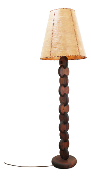 Vintage Brutalist Floor Lamp in Pine from Temde, 1960s