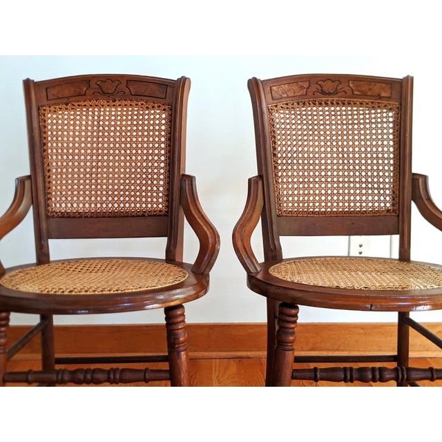 Victorian Walnut Hand Caned Chairs a Pair Chairish