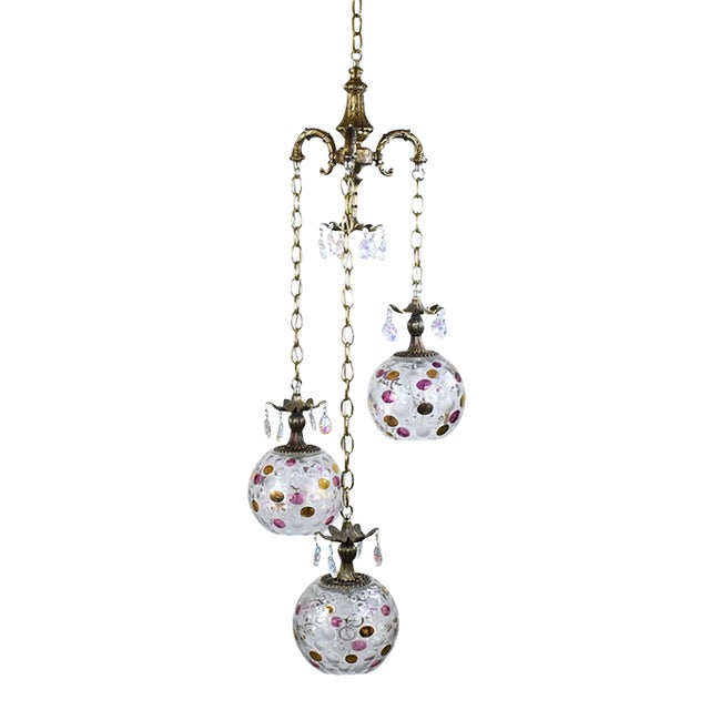 Vintage Brass Swag Chandelier For Sale