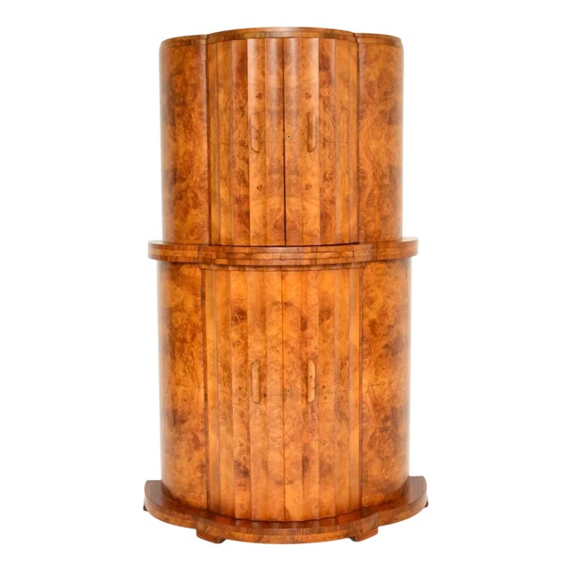 Art Deco Burr Walnut Cocktail Cabinet from Epstein, 1930s For Sale