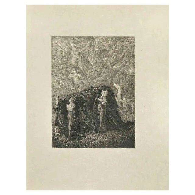 Wladyslaw Jahl, Don Quixote Funeral, Etching, 1951 For Sale