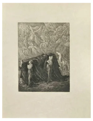 Wladyslaw Jahl, Don Quixote Funeral, Etching, 1951