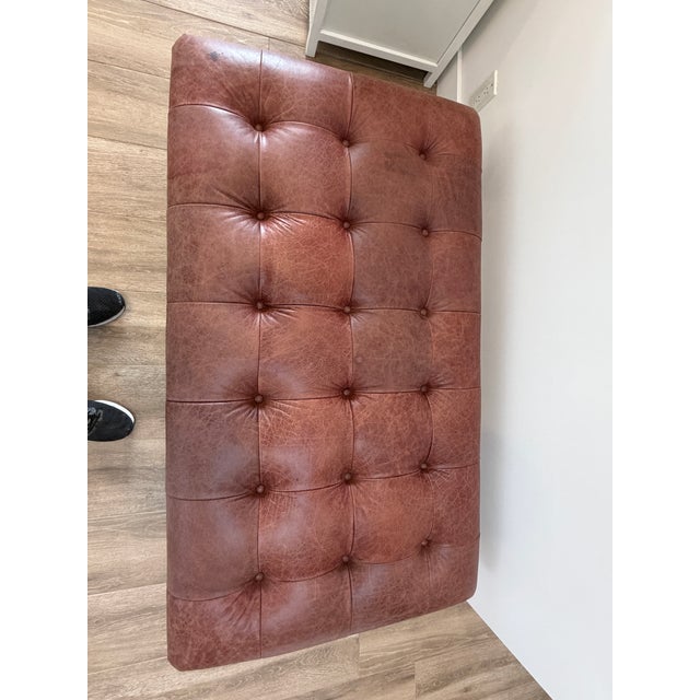Traditional Late 20th Century Tufted Leather Bench Ottoman For Sale - Image 3 of 6