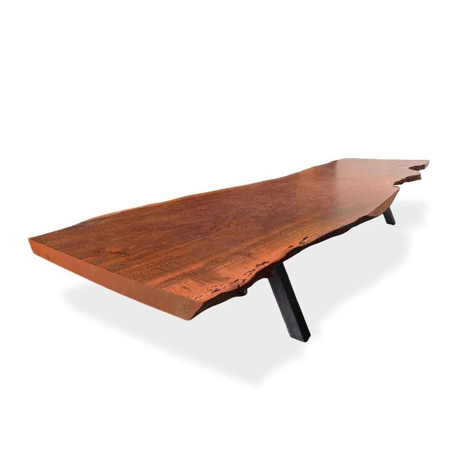 Custom 16 Feet Double Slab Claro Walnut With Cantilever Base Table - George Nakashima Inspired For Sale - Image 13 of 15