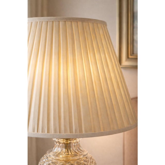 Vintage Cut Crystal Table Lamp With Brass Base & Angel Finial — Elaine R. Estate For Sale - Image 4 of 5