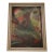 Vintage Abstract Painting With Craquelure in Original Wood Frame For Sale