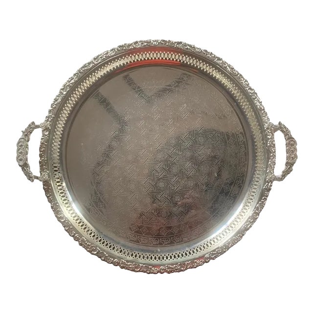 21st Century Moroccan Silver Tray For Sale