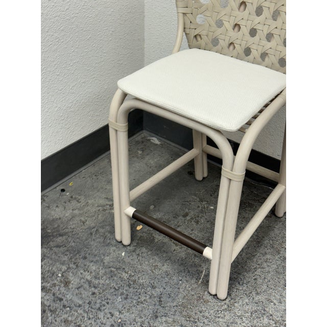 Coastal Nicole Hollis for McGuire/Baker Furniture Counter Stool For Sale - Image 3 of 12