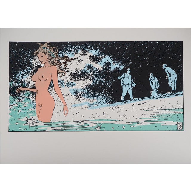 Milo Manara, Mermaid in the Waves, Silkscreen Print For Sale - Image 7 of 7