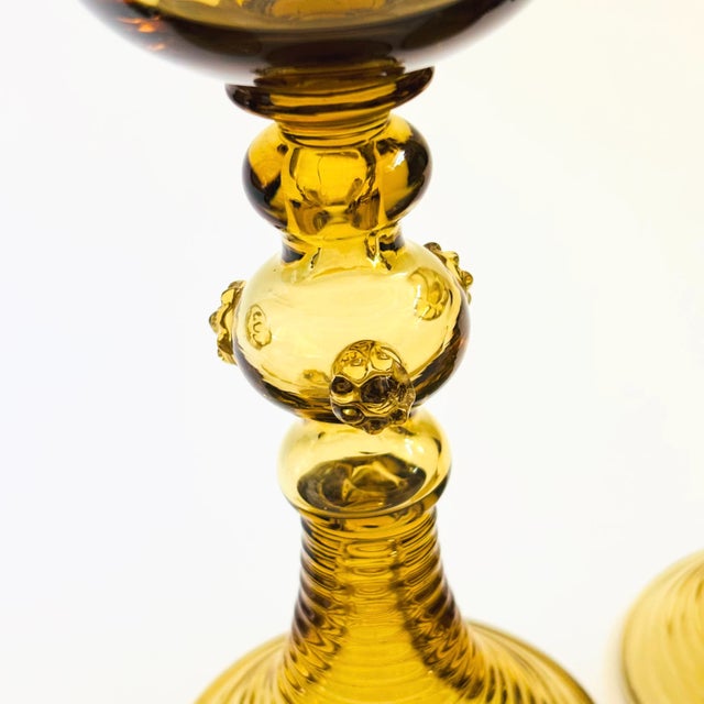 Yellow German Roemer Coupe Glasses - Set of 4 For Sale - Image 8 of 9