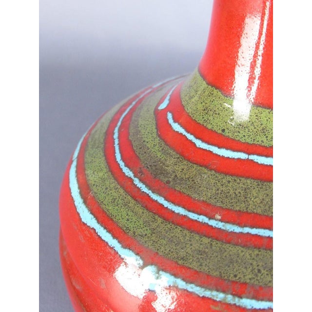 Modern Vintage Modernist Red Glazed Ceramic Vase, Italy, 1960s For Sale - Image 3 of 6
