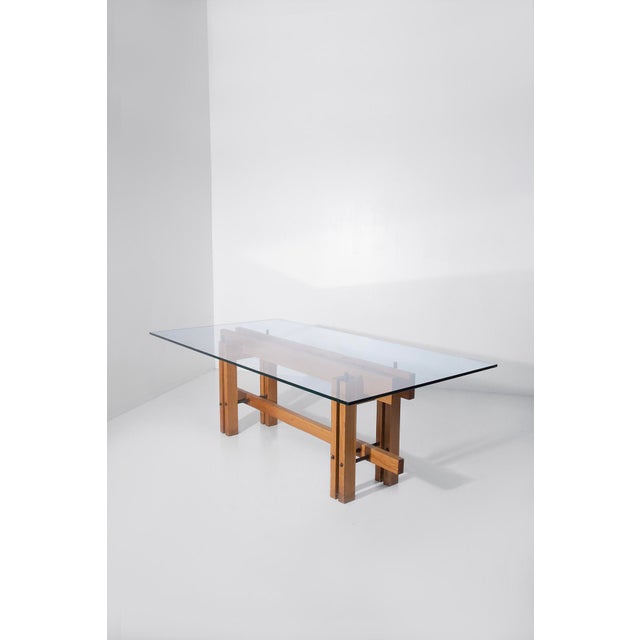 Tan Table attributed to Carlo Scarpa with Glass Top attributed to Carlo Scarpa, 1960s For Sale - Image 8 of 8