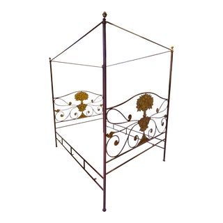 Late 20th Century Neo-Classical Style Tole Painted Metal Framed Four Poster Canopy Bed by Niermann Weeks, Queen For Sale