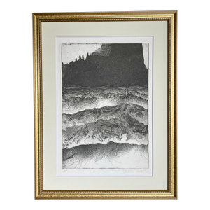 Vintage Abstract Landscape Etching Artist Proof