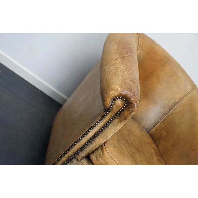 Vintage Dutch Cognac Colored Leather Club Chair For Sale - Image 12 of 17