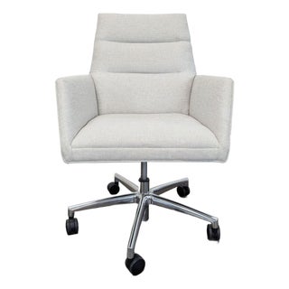Room & Board Tenley Modern Office Chair With Light Gray Upholstery and Chrome Base For Sale