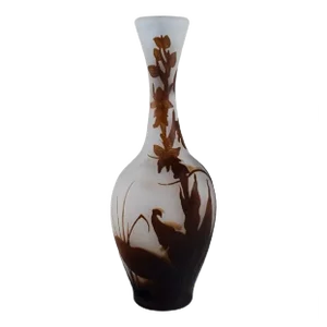 Early 20th Century Vase in Frosted and Brown Art Glass by Emile Gallé