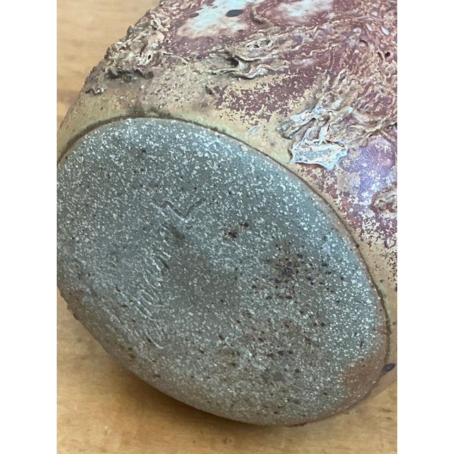 Vintage Brown Textured Studio Pottery Vase For Sale In West Palm - Image 6 of 12