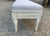 Extra long carved and painted gray Gustavian Swedish bench with upholstered seat.