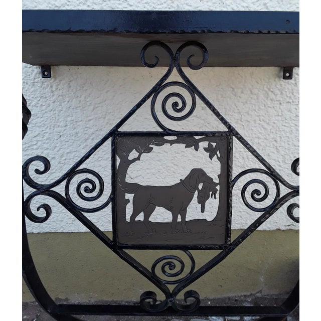 1950s Vintage German Handmade Wrought Iron Garden Console Table, 1950s For Sale - Image 5 of 7