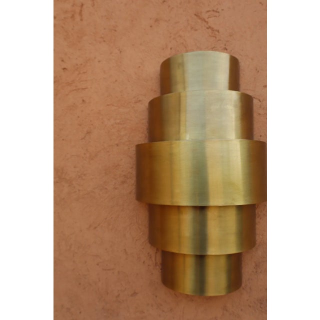 Metal Handmade Art Déco Brass Wall Sconce Rounded Shape Shade For Sale - Image 7 of 10