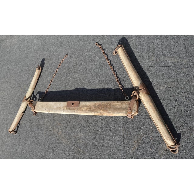 Antique Western Farm Horse Double Tree Hand W Forged Iron For Sale In Los Angeles - Image 6 of 18