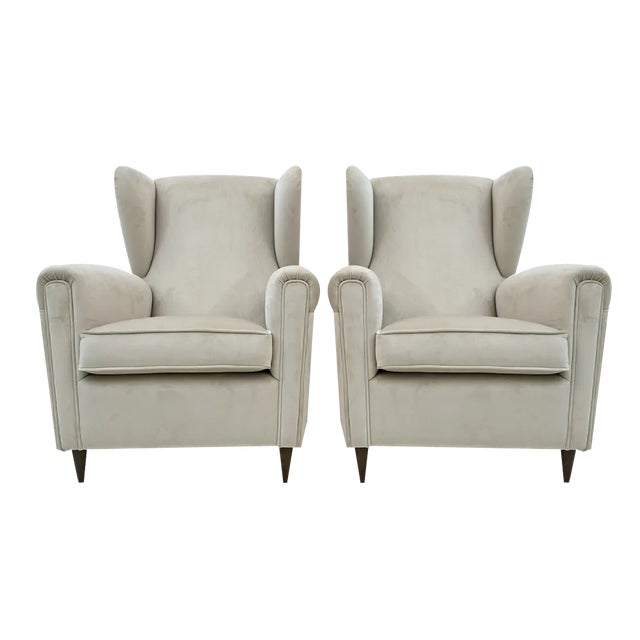 Set of Mid-Century Modern Velvet Armchairs by Gio Ponti, Italy, 1950s For Sale