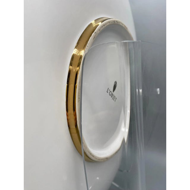 Oversized Contemporary Faux Malachite Charger/ Platter/ Bowl With Gold Accents and Acrylic Stand For Sale - Image 10 of 13