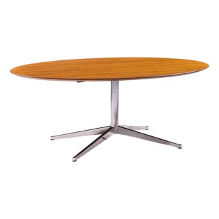 Florence Knoll Mid Century Walnut and Chrome Dining Table For Sale