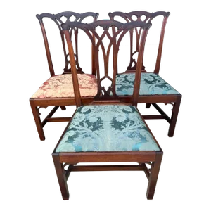 Set of 3 Mahogany Gothic Chippendale Side Chairs, Philadelphia 1770s