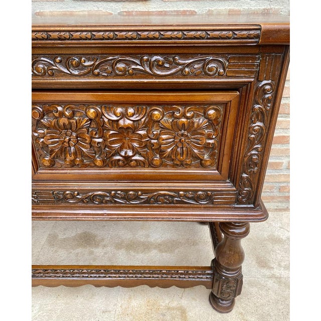 1930s Spanish Console Table with Four Carved Drawers, 1930s For Sale - Image 5 of 18
