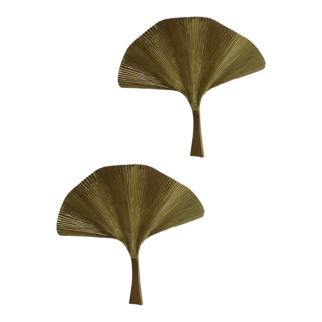 Handmade Wall Sconces Lamps in Leaves Brass - Set of 2 For Sale