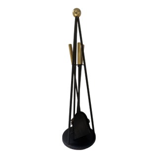 Vintage Brass and Iron Fireplace Set For Sale