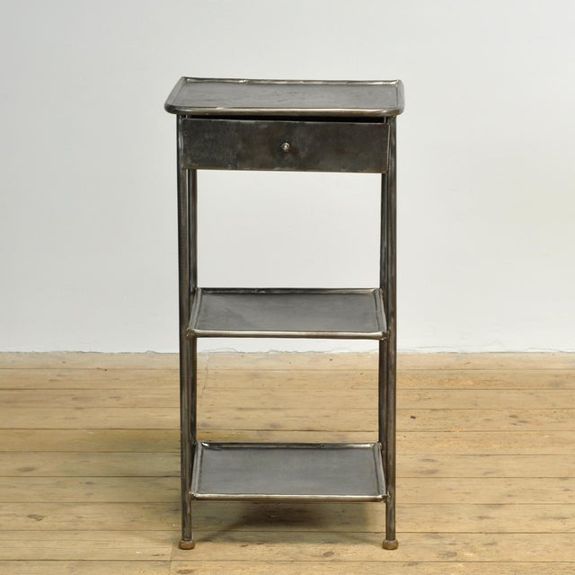 Industrial Vintage Iron Bedside Table, 1910s For Sale - Image 3 of 12