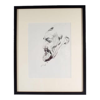 Charcoal Portrait Drawing of a Gentleman by James L. Bruch For Sale