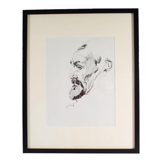 Charcoal Portrait Drawing of a Gentleman by James L. Bruch For Sale