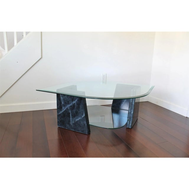 1980s Art Deco Faux Marble Coffee Table For Sale In Boston - Image 6 of 12