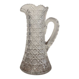 Large Antique Edwardian Cut Glass Jug, 1900 For Sale