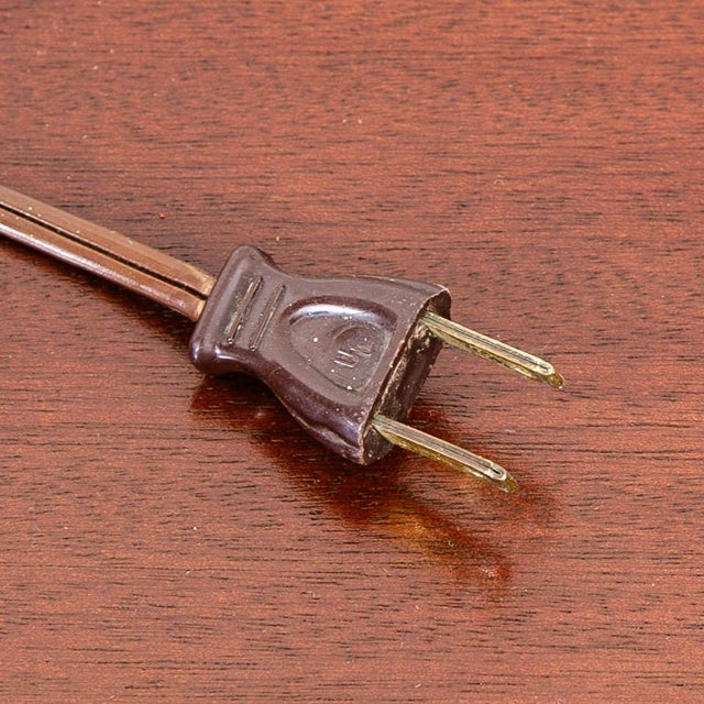 1960s Mid Century Modern Brown White Table Lamp Ceramic Floral Studio Designed For Sale In Sacramento - Image 6 of 12