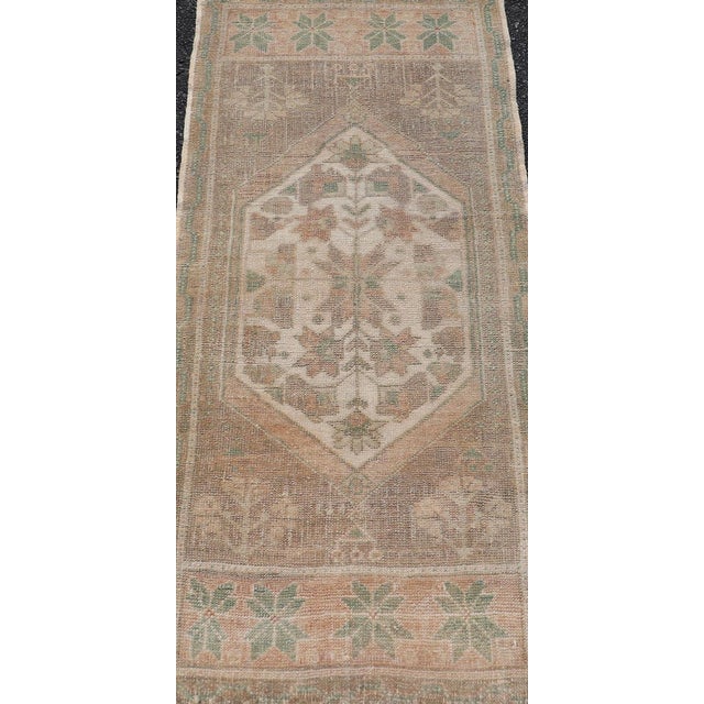 Textile Vintage Turkish Oushak Rug With All-Over Sub-Geometric Medallion Design For Sale - Image 7 of 8