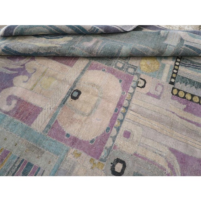 Slate Gray Galerie Shabab Collection Mid-20th Century Turkish Art Deco Room Size Carpet For Sale - Image 8 of 8