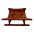 Vintage Dutch Brutalist Solid Wood and Leather Sofa For Sale