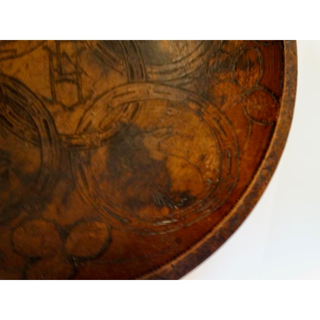 Mid 19th Century Early Americana Carved Wood Bowl With Rabbits For Sale - Image 5 of 15