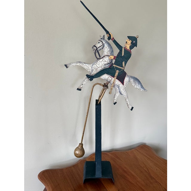 Early 20th Century Vintage Folk Art Soldier on Horse Balancing Sculpture For Sale - Image 5 of 9
