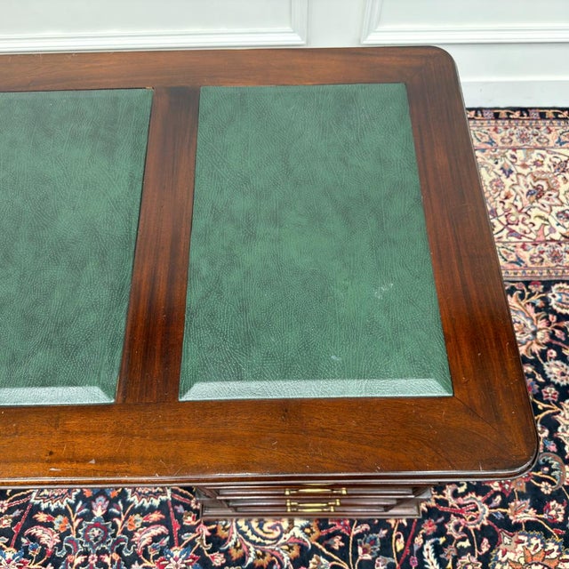 English Classic Desk with Green Leather For Sale - Image 18 of 18