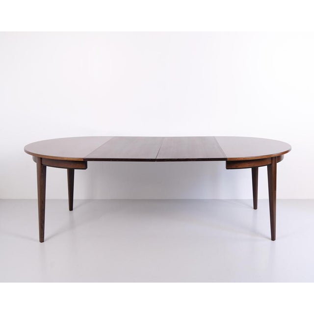 Model 55 Round Dining Table in Rosewood with Extension Leaves by Omann Jun, 1960s For Sale - Image 3 of 13